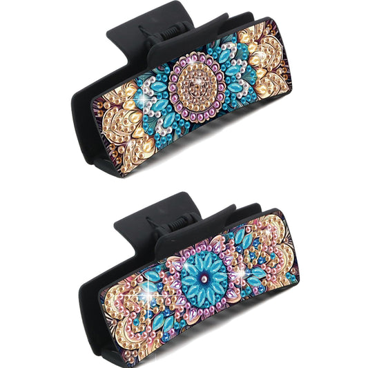 2Pcs Mandala DIY Diamond Hair Claw Clips Making Kit for Women Ladies   Girls