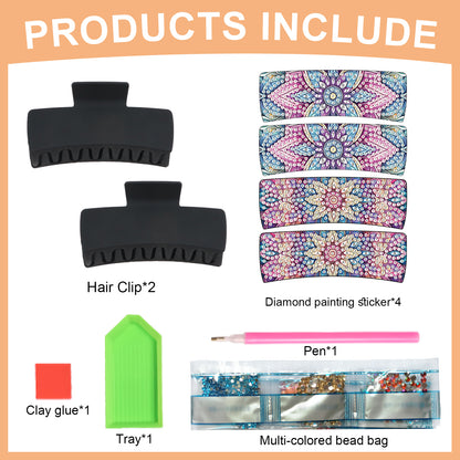 2Pcs Mandala DIY Diamond Hair Claw Clips Making Kit for Women Ladies   Girls