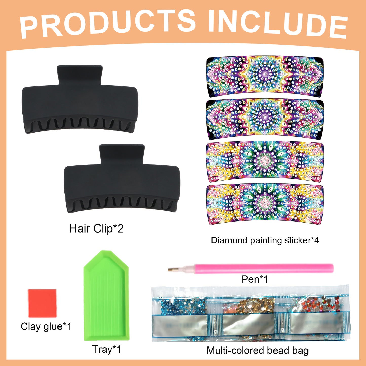 2Pcs Mandala DIY Diamond Hair Claw Clips Making Kit for Women Ladies   Girls