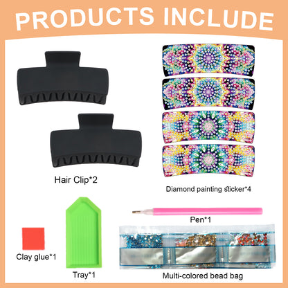 2Pcs Mandala DIY Diamond Hair Claw Clips Making Kit for Women Ladies   Girls