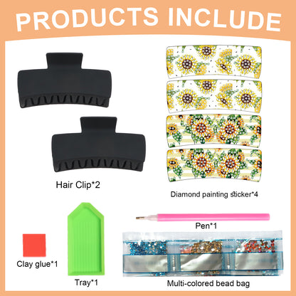2Pcs Sunflower DIY Diamond Hair Claw Clips Making Kit for Women Ladies   Girls