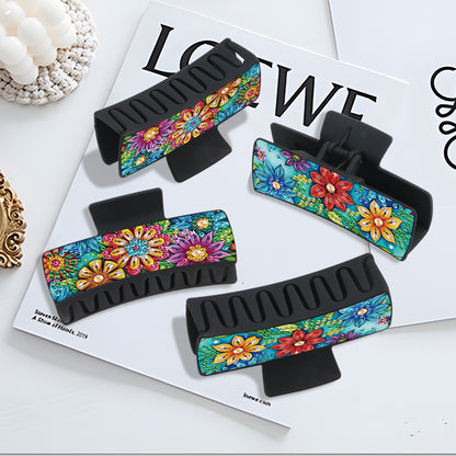 2Pcs Flowers DIY Diamond Hair Claw Clips Making Kit for Women Ladies   Girls