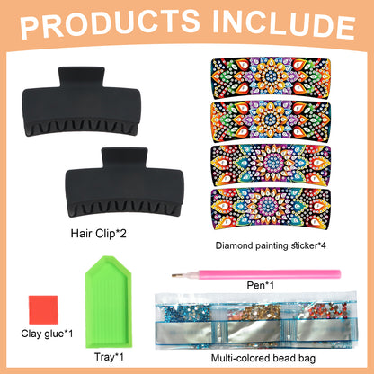 2Pcs Mandala DIY Diamond Hair Claw Clips Making Kit for Women Ladies   Girls
