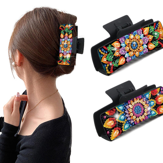 2Pcs Mandala DIY Diamond Hair Claw Clips Making Kit for Women Ladies   Girls
