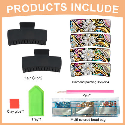 2Pcs Flowers DIY Diamond Hair Claw Clips Making Kit for Women Ladies   Girls