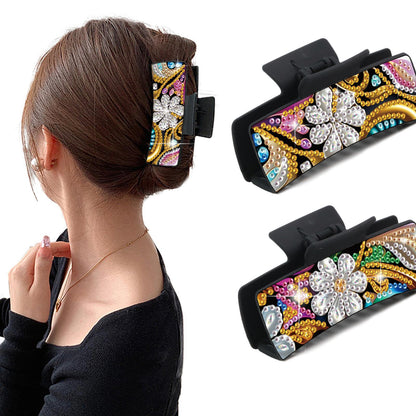 2Pcs Flowers DIY Diamond Hair Claw Clips Making Kit for Women Ladies   Girls