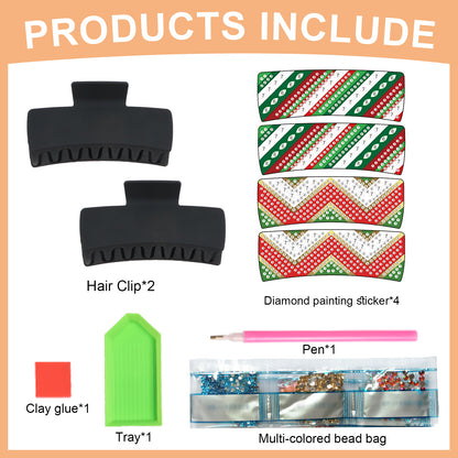 2Pcs Christmas DIY Diamond Hair Claw Clips Making Kit for Women Ladies   Girls