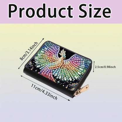 2pcs Peacock Pattern Diamond Painting Fashion Card Holder Compact Coin Purse