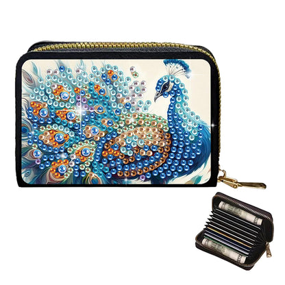 2pcs Peacock Pattern Diamond Painting Fashion Card Holder Compact Coin Purse