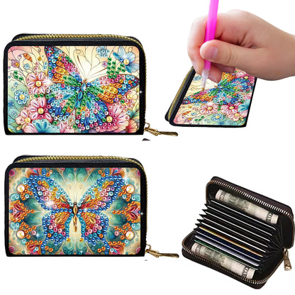 2pcs Butterfly Pattern Diamond Painting Fashion Card Holder Compact Coin Purse