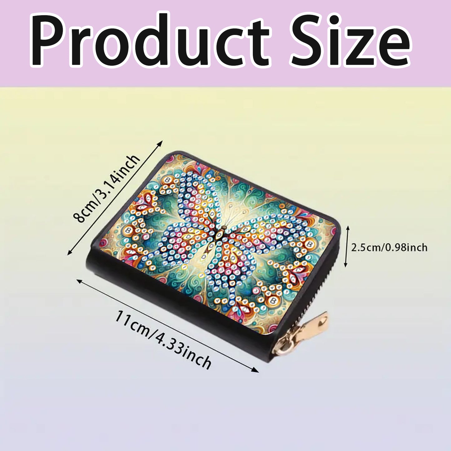 2pcs Butterfly Pattern Diamond Painting Fashion Card Holder Compact Coin Purse