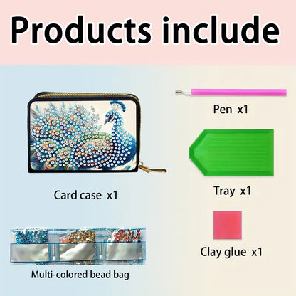 2pcs Butterfly Pattern Diamond Painting Fashion Card Holder Compact Coin Purse