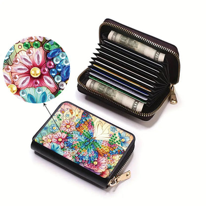 2pcs Butterfly Pattern Diamond Painting Fashion Card Holder Compact Coin Purse