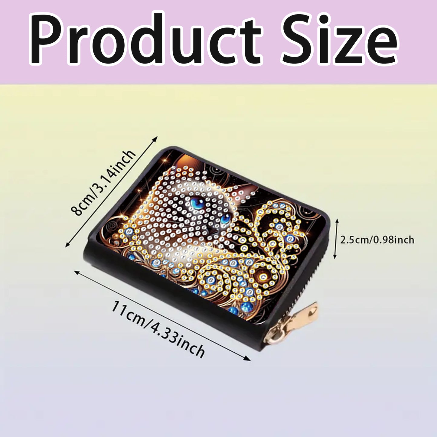 2pcs Cat Pattern Diamond Painting Fashion Card Holder Compact Coin Purse