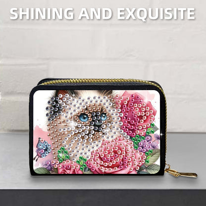 2pcs Cat Pattern Diamond Painting Fashion Card Holder Compact Coin Purse