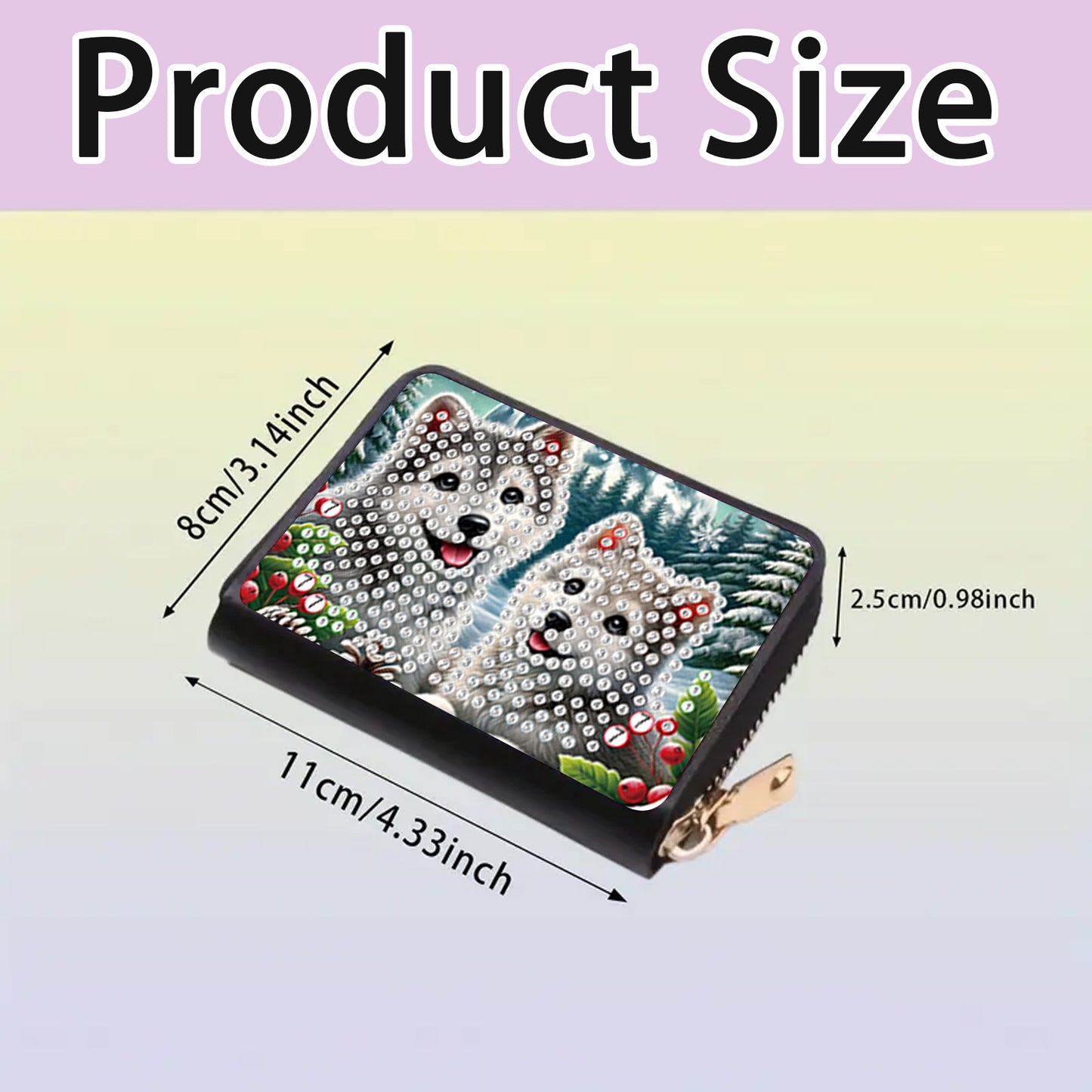 2pcs Cat Dog Pattern Diamond Painting Fashion Card Holder Compact Coin Purse