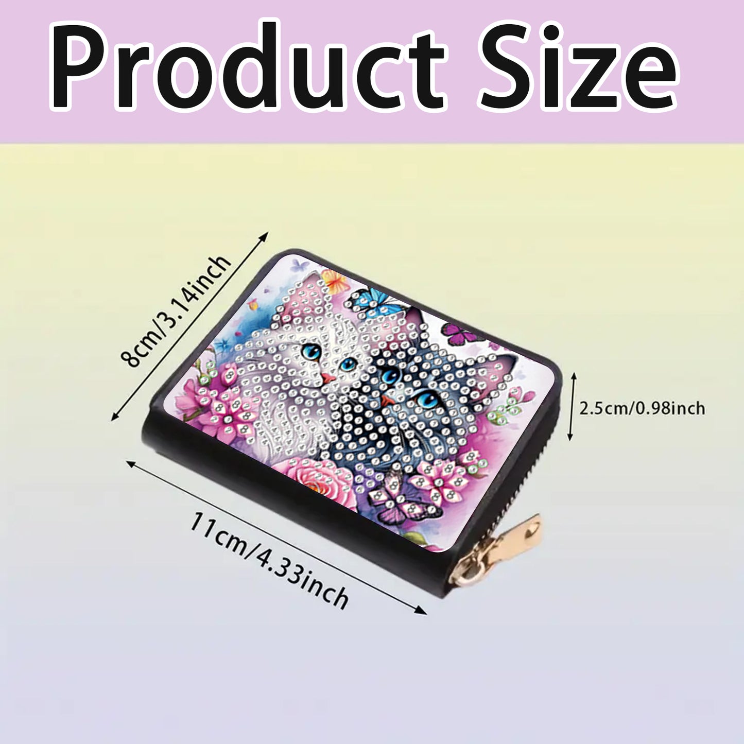 2pcs Cat Dog Pattern Diamond Painting Fashion Card Holder Compact Coin Purse