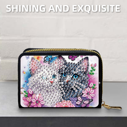 2pcs Cat Dog Pattern Diamond Painting Fashion Card Holder Compact Coin Purse