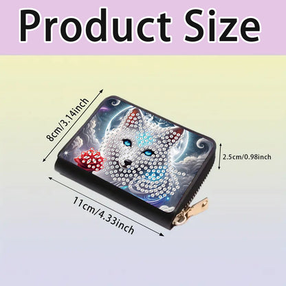 2pcs Wolf Pattern Diamond Painting Fashion Card Holder Compact Coin Purse