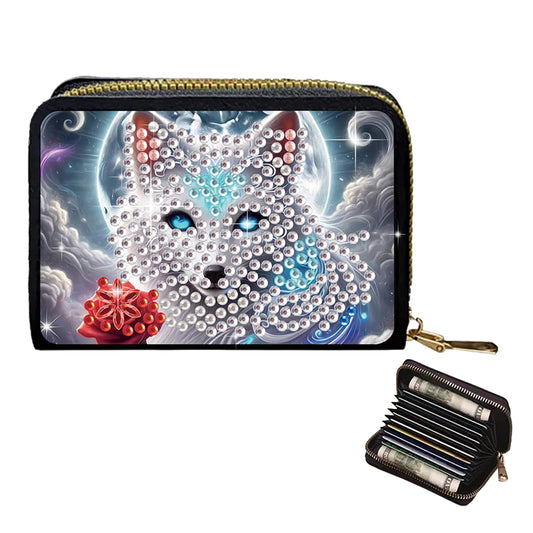 2pcs Wolf Pattern Diamond Painting Fashion Card Holder Compact Coin Purse