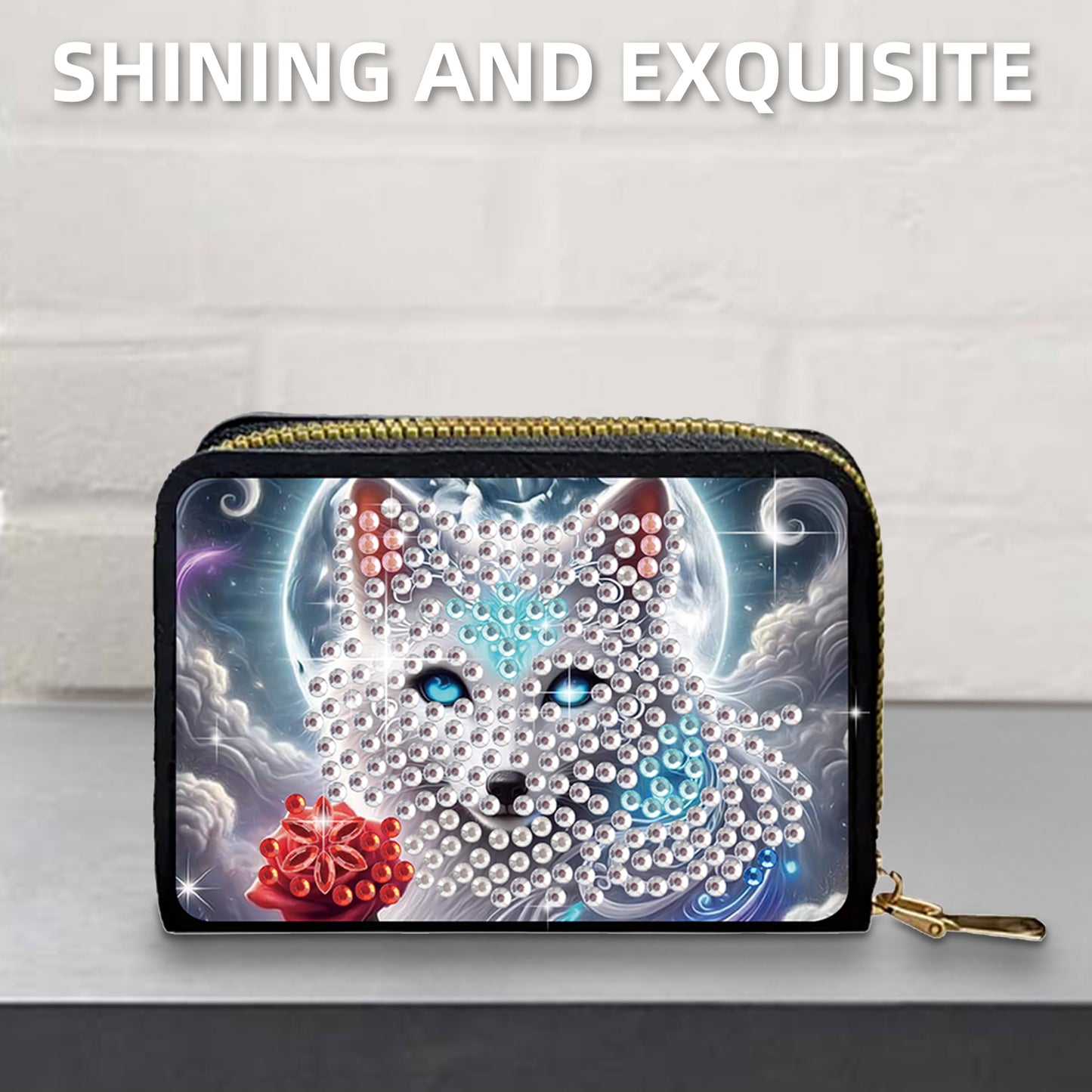 2pcs Wolf Pattern Diamond Painting Fashion Card Holder Compact Coin Purse