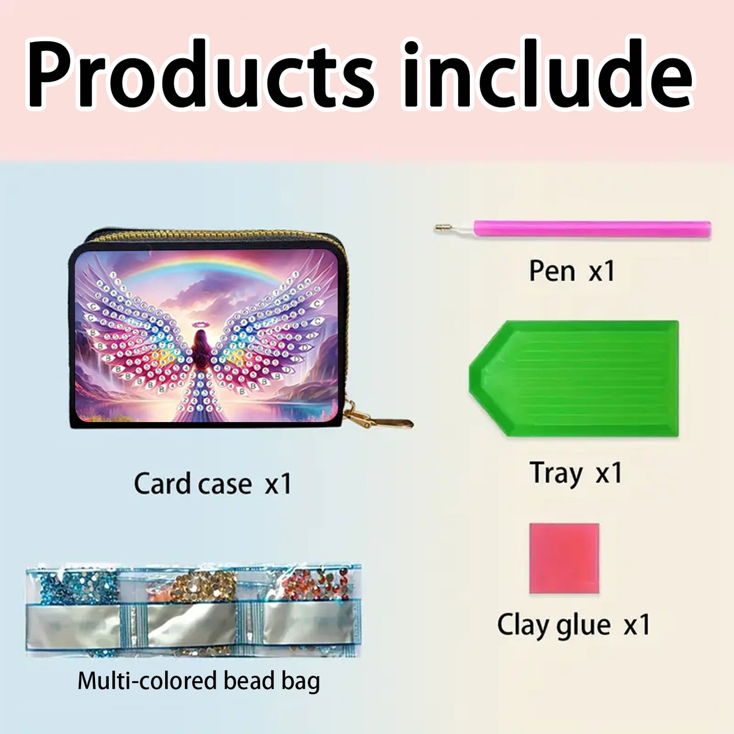 2pcs Elf Girl Pattern Diamond Painting Fashion Card Holder Compact Coin Purse