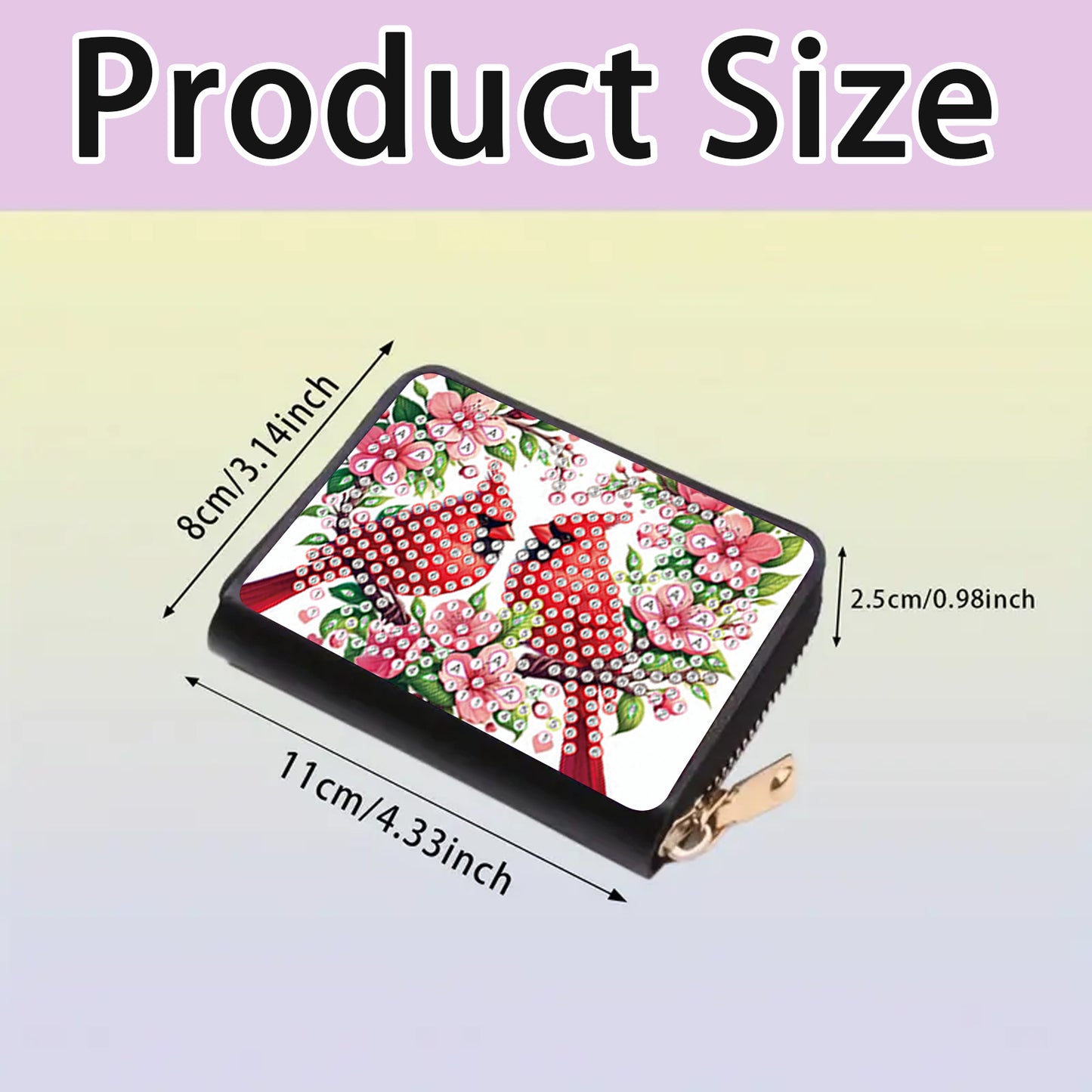 2pcs Cardinal Bluebird Pattern Diamond Painting Fashion Card Holder Coin Purse
