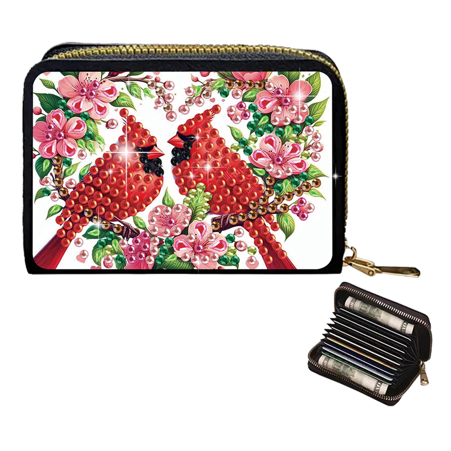2pcs Cardinal Bluebird Pattern Diamond Painting Fashion Card Holder Coin Purse