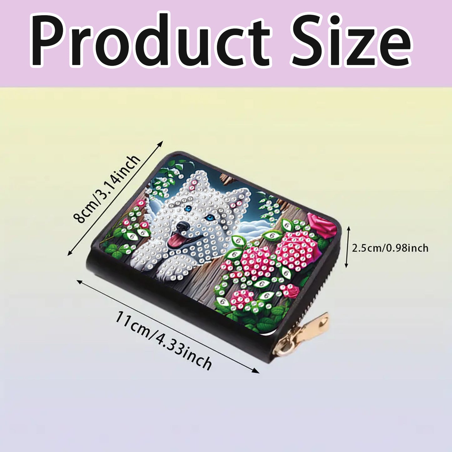 2pcs Dog Pattern Diamond Painting Fashion Card Holder Compact Coin Purse