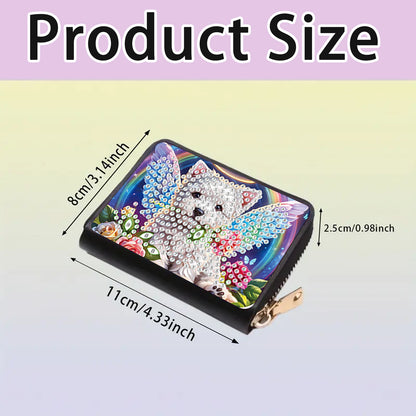 2pcs Dog Pattern Diamond Painting Fashion Card Holder Compact Coin Purse