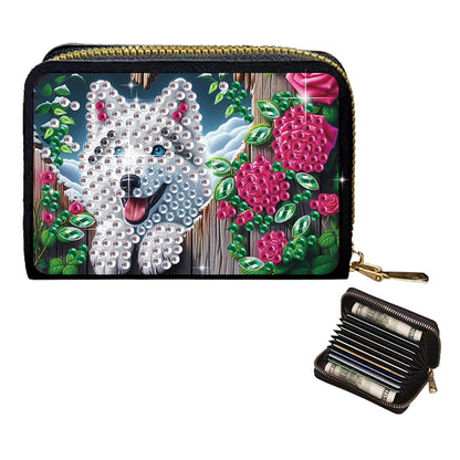 2pcs Dog Pattern Diamond Painting Fashion Card Holder Compact Coin Purse