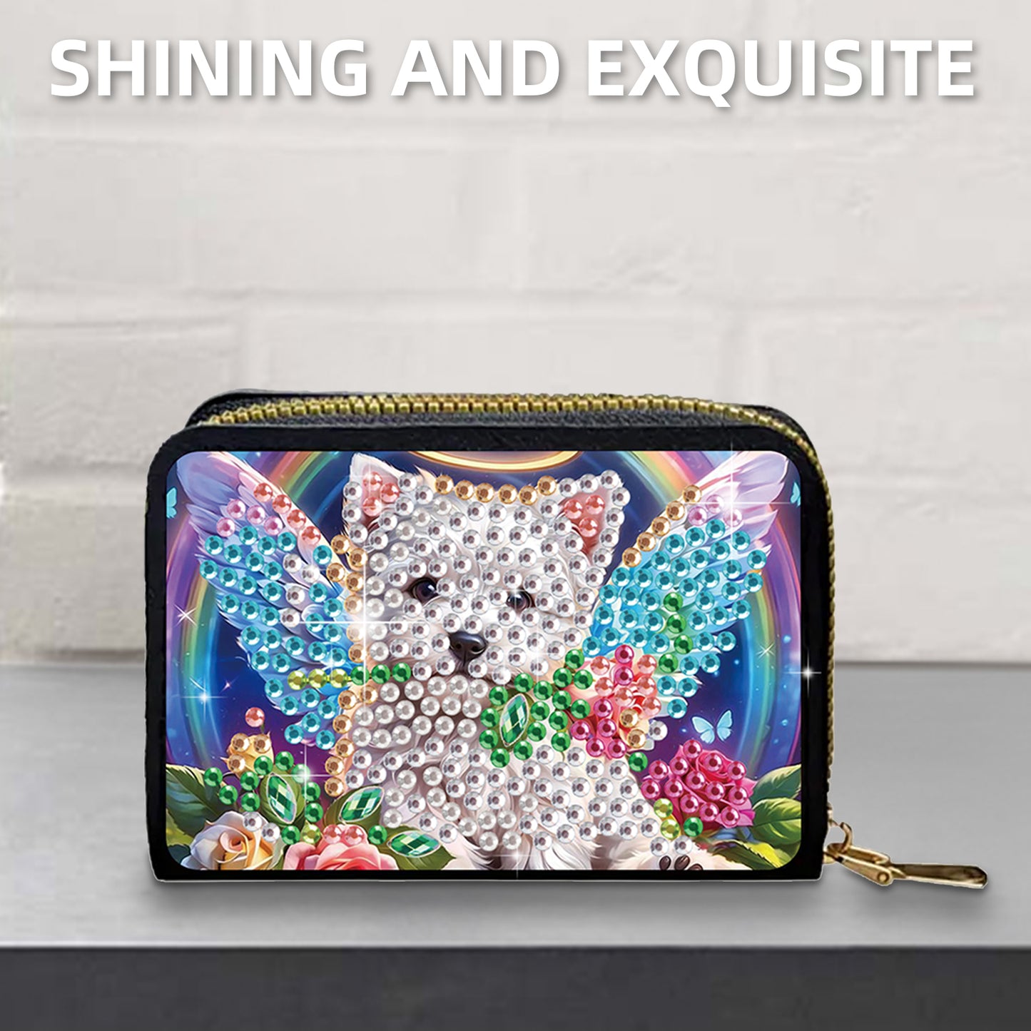 2pcs Dog Pattern Diamond Painting Fashion Card Holder Compact Coin Purse