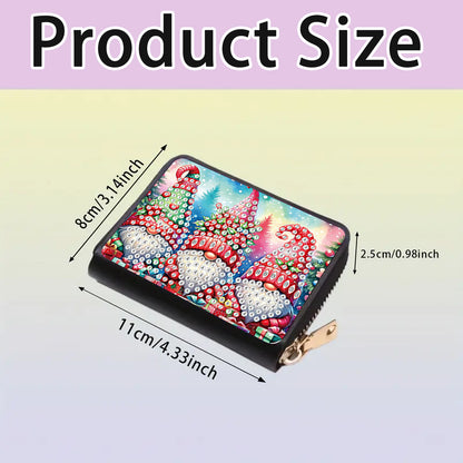 2pcs Tree House Gnome Pattern Diamond Painting Fashion Card Holder Coin Purse