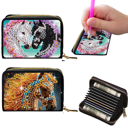 2pcs Horse Pattern Diamond Painting Fashion Card Holder Compact Coin Purse