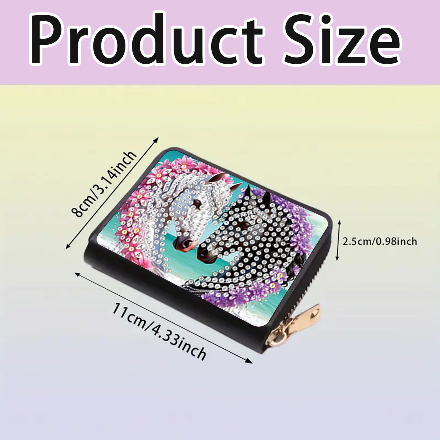 2pcs Horse Pattern Diamond Painting Fashion Card Holder Compact Coin Purse