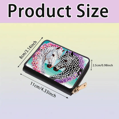 2pcs Horse Pattern Diamond Painting Fashion Card Holder Compact Coin Purse