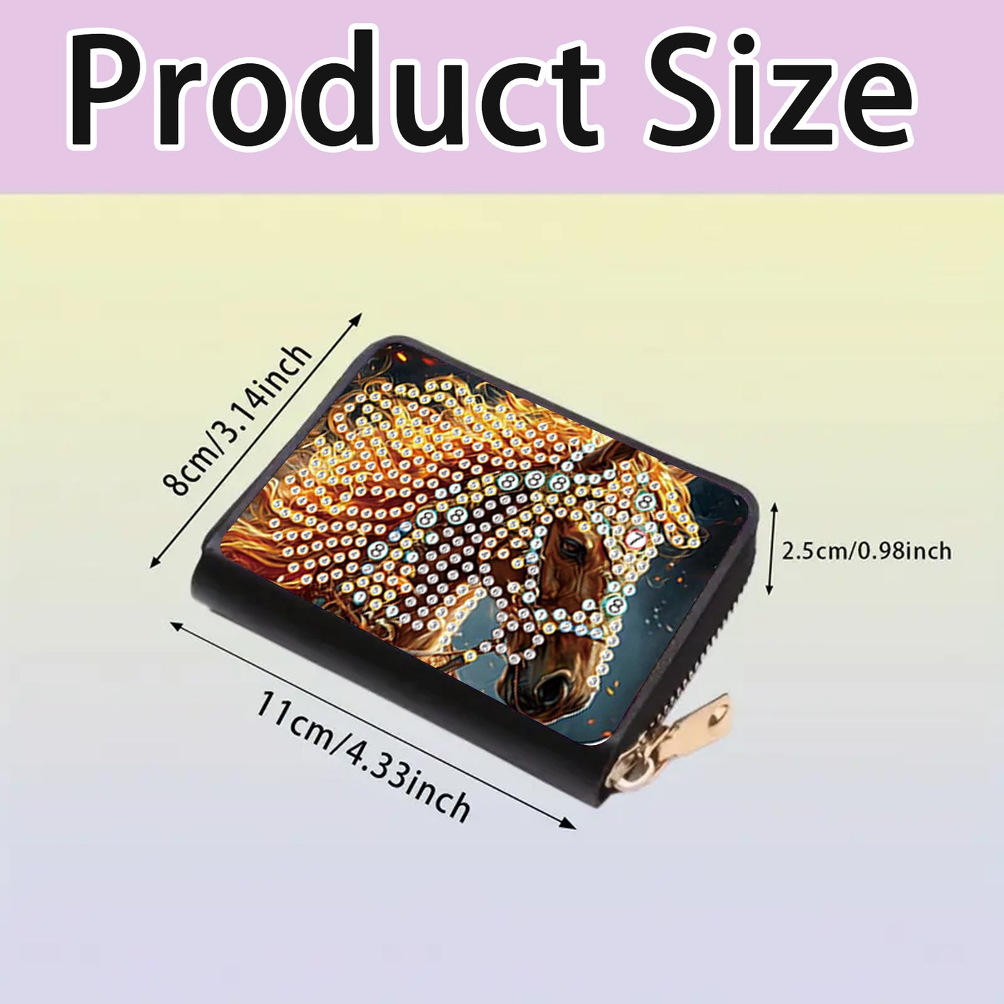 2pcs Horse Pattern Diamond Painting Fashion Card Holder Compact Coin Purse