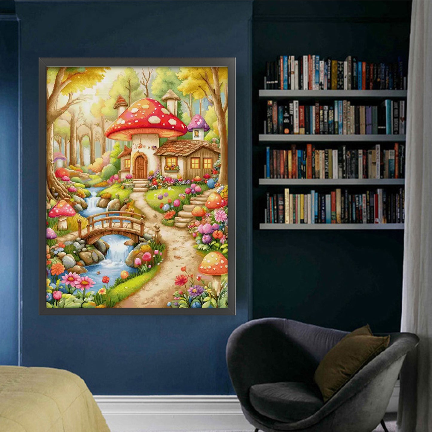 Mushroom Flower House - 11CT Stamped Cross Stitch 77*100CM(Spring)