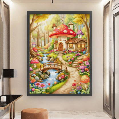 Mushroom Flower House - 11CT Stamped Cross Stitch 77*100CM(Spring)