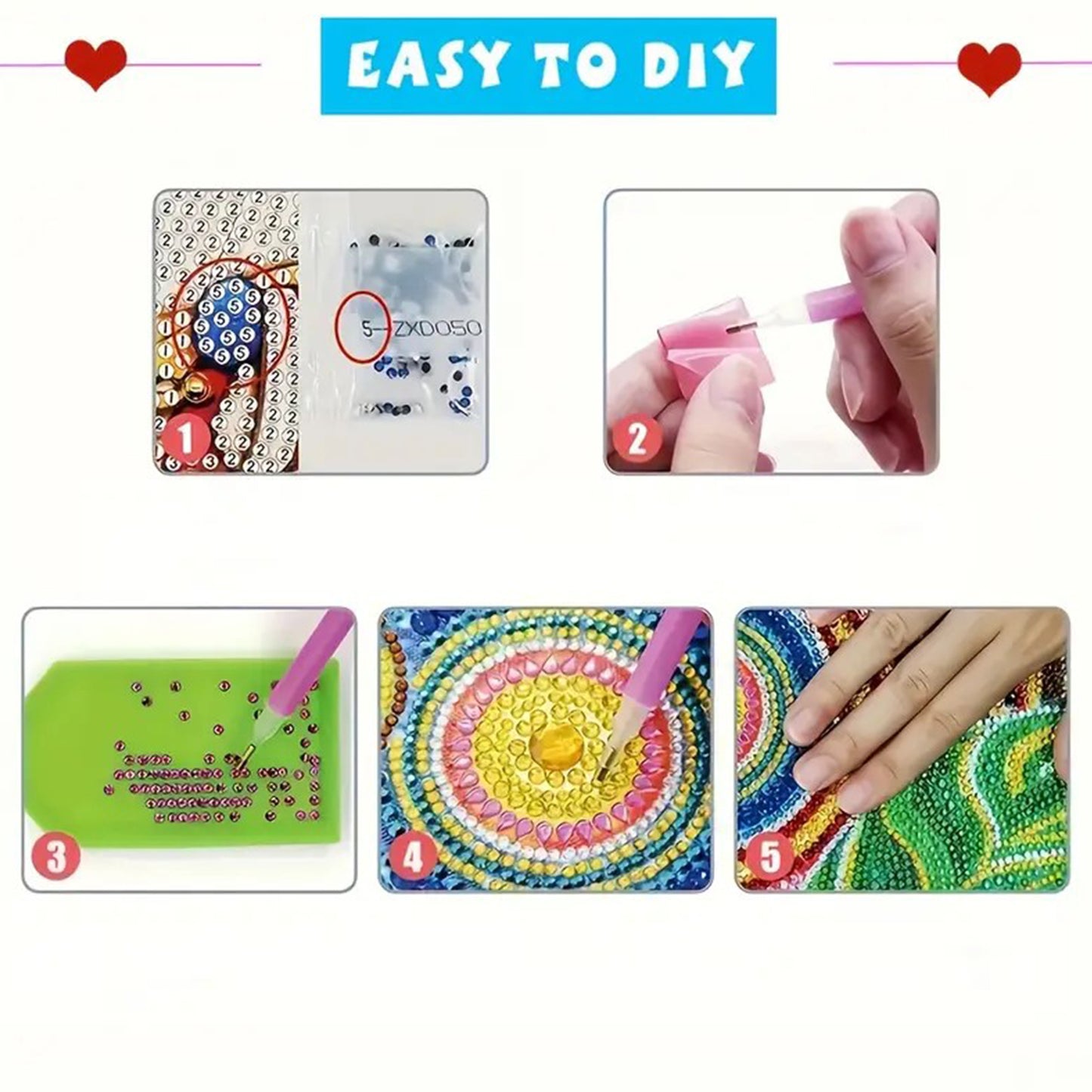 6PCS DIY Diamond Art Greeting Cards Christmas Elf Congratulations Cards Gift