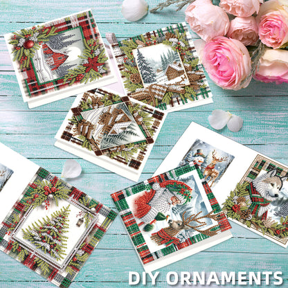 6PCS DIY Diamond Art Greeting Cards Christmas Snow Scene Congratulations Cards