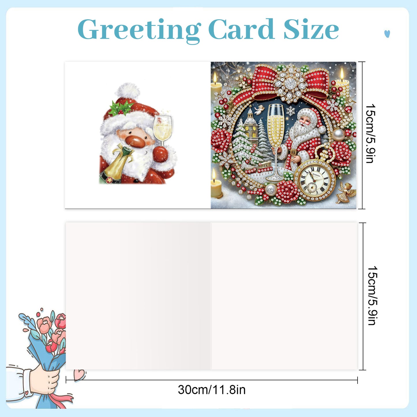 6PCS DIY Diamond Art Greeting Cards Xmas Atmosphere Congratulations Cards Gift