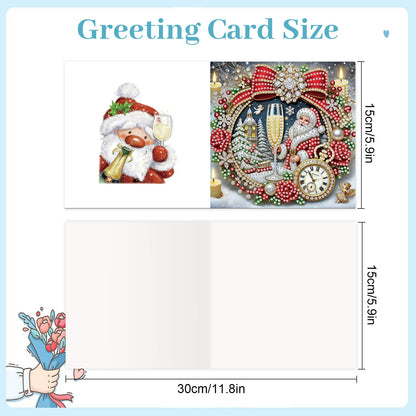 6PCS DIY Diamond Art Greeting Cards Xmas Atmosphere Congratulations Cards Gift