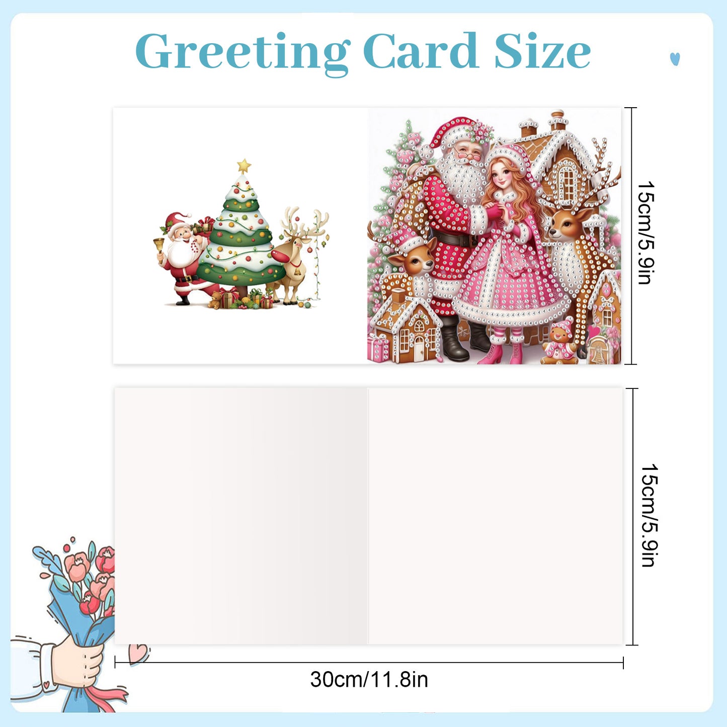 6PCS DIY Diamond Art Greeting Cards Santa Claus Congratulations Cards Gift