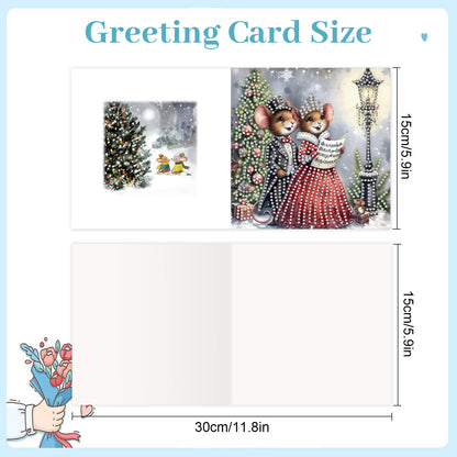 6PCS DIY Diamond Art Greeting Cards Christmas Mouse Congratulations Cards Gift
