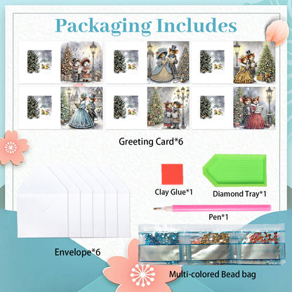 6PCS DIY Diamond Art Greeting Cards Christmas Mouse Congratulations Cards Gift