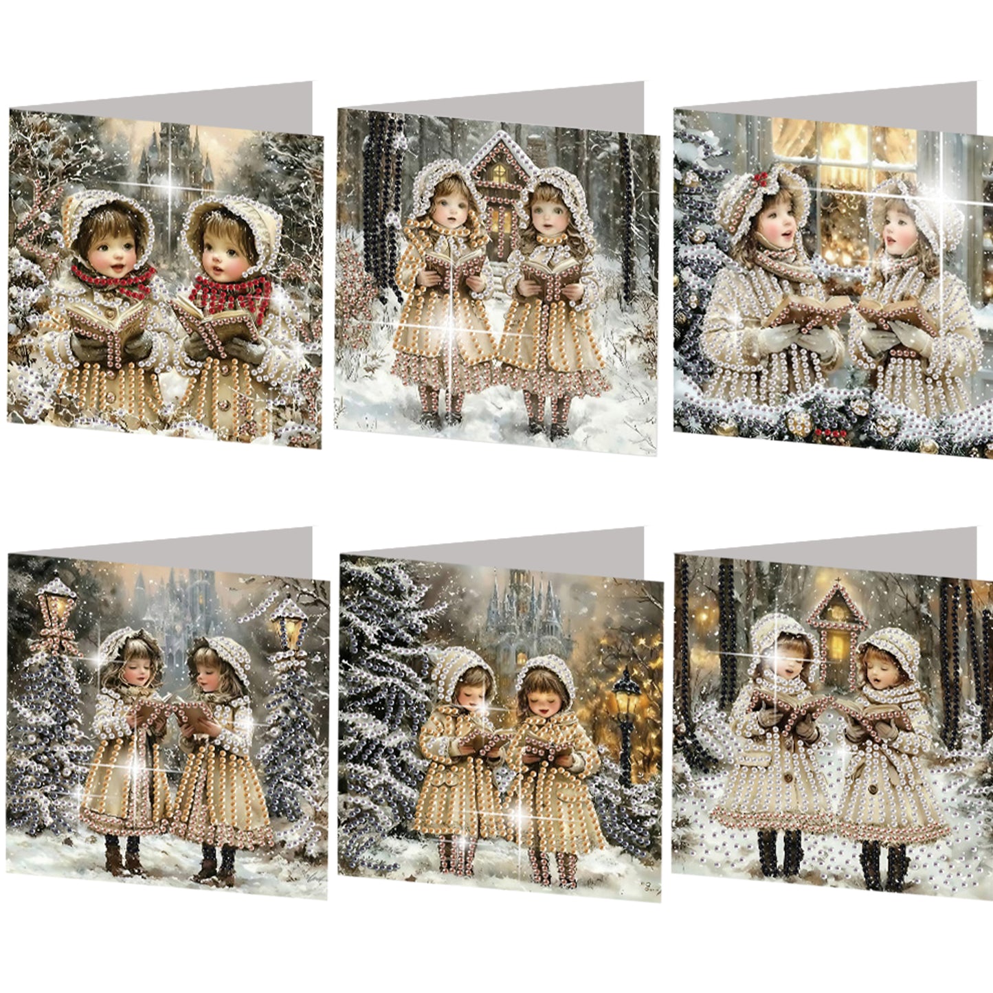 6PCS DIY Diamond Art Greeting Cards Christmas Girls Congratulations Cards Gift