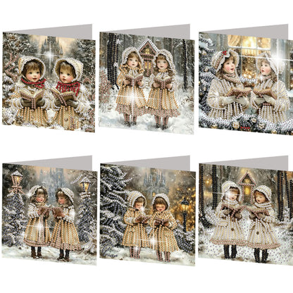 6PCS DIY Diamond Art Greeting Cards Christmas Girls Congratulations Cards Gift