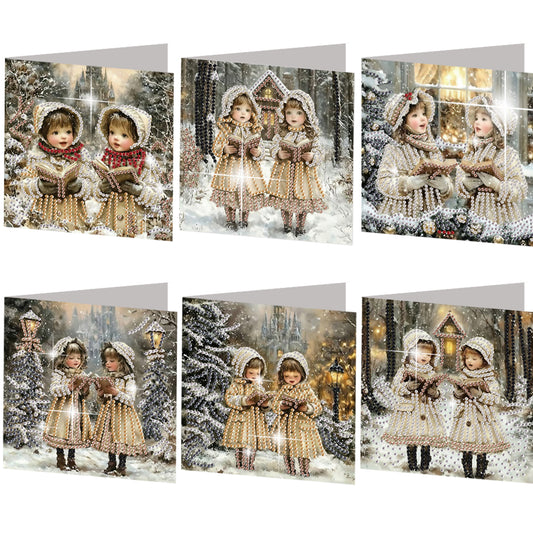 6PCS DIY Diamond Art Greeting Cards Christmas Girls Congratulations Cards Gift