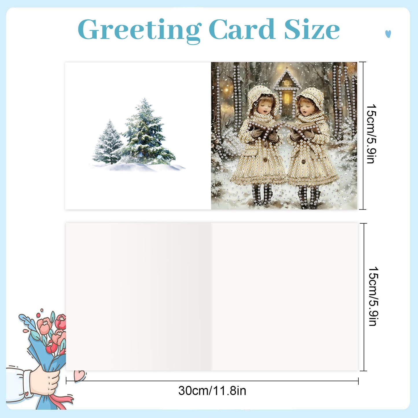 6PCS DIY Diamond Art Greeting Cards Christmas Girls Congratulations Cards Gift